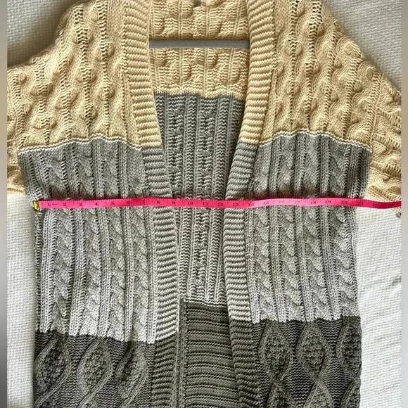 UMGE Cardigan Size L Neutral Western Fringe Oversized Lagenlook Cowgirl fall - Picture 7 of 8